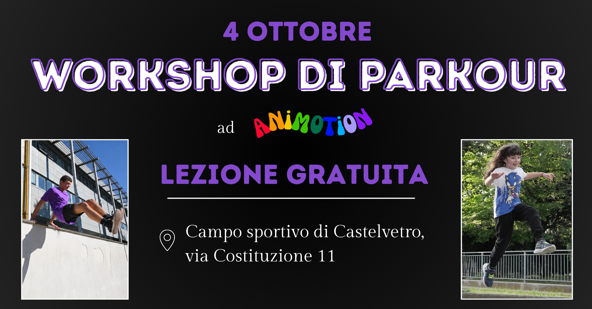Workshop gratuiti di parkour ad Animotion con MOTA - Evento MOTA A.S.D.