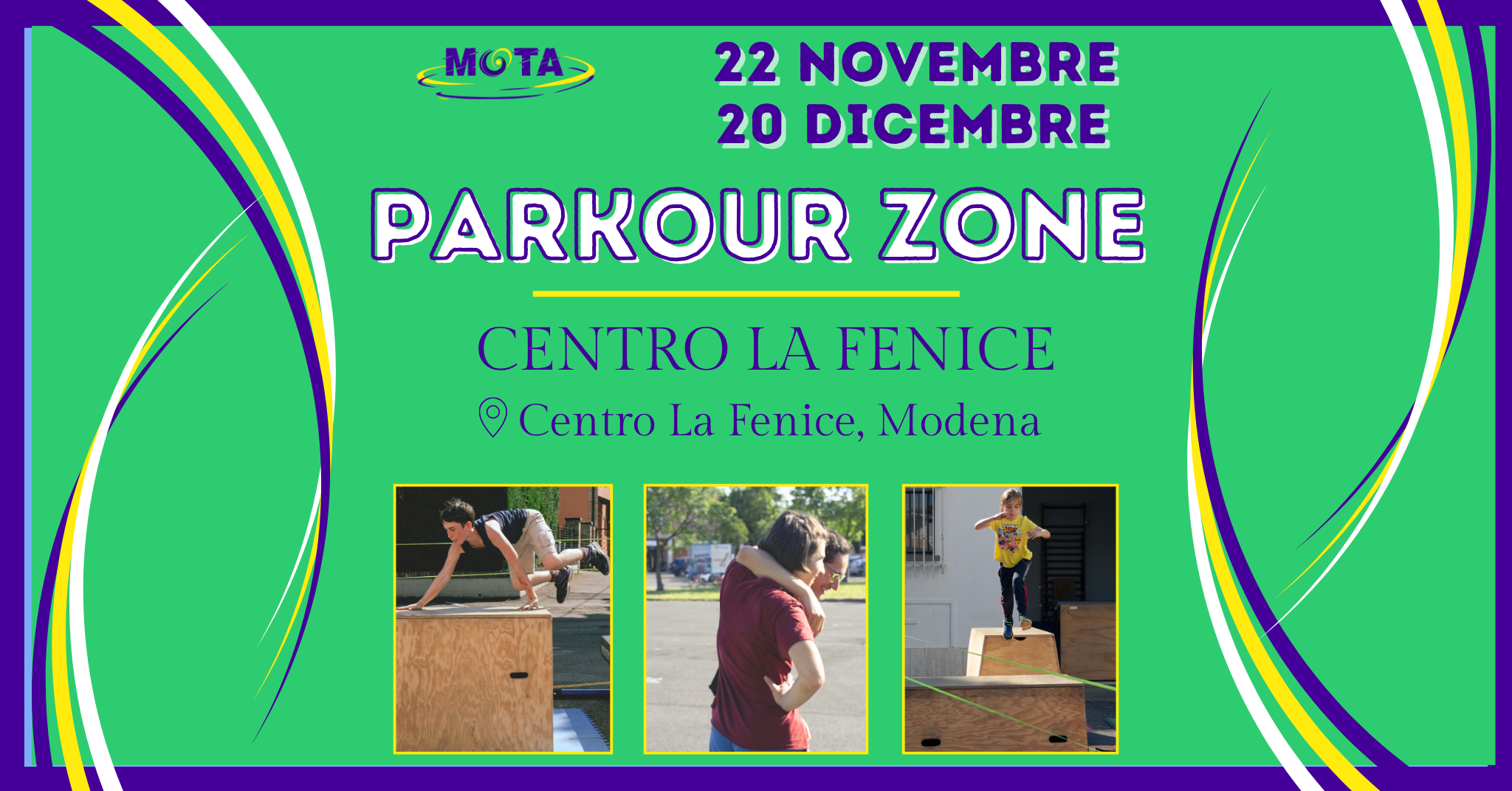 Evento Parkour Zone al Centro La Fenice, Modena - Stage e competizioni di parkour presso MOTA A.S.D.